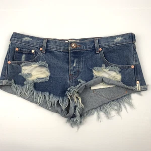 One Teaspoon Trash Whores Women's Size 30 / 12 Low Rise Shorts Button Fly - Picture 1 of 14