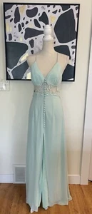 Jarlo Mint Chiffon Lace Middle Sleeveless Maxi Open Back Dress Womens US 6 UK 10 - Picture 1 of 12