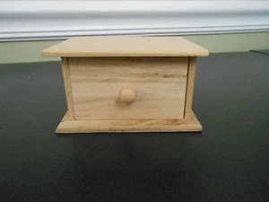 Paulownia Holzkiste mit Schublade Naturholz - 2,25" x 3" x 4,25"  - Bild 1 von 4