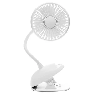 O2COOL Rechargeable Clip Fan, 4" Blade, 3 Speeds, Charging Cable, White (Used) - Picture 1 of 12