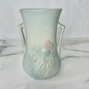 1938-1941 Vintage Hull Pottery THISTLE Handled Vase 52-6 - Picture 1 of 7
