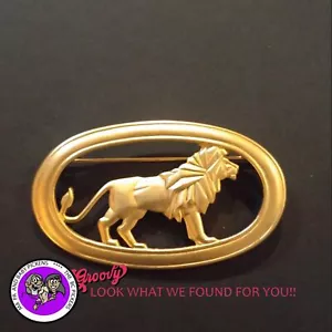 "JJ" Jonette Jewelry Gold Pewter 'Lion in Oval Pin Walking' Free Shipping - Picture 1 of 1
