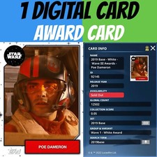 AWARD CARD POE DAMERON WHITE BASE WAVE 3 W1 2019 Topps STAR WARS DIGITAL TRADER