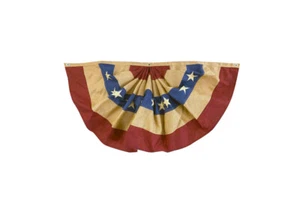 Burlap Patriotic Bunting USA 48" x 24" Pleated Banner w/ Grommets Briarwood Lane - Picture 1 of 4