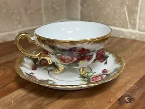 VINTAGE ROYAL SEALY CHINA JAPAN TEACUP & SAUCER WITH PINK ROSES (21B) - Picture 1 of 10