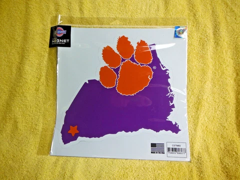 NEW IN BAG DIFFERENT LOOK CLEMSON TIGERS NCAA CAR MAGNET! SAYS 11", BUT 12"x10"! Cover
