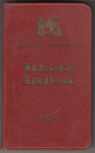 VINTAGE City of Toronto Municipal Handbook 1954 - Canada - RARE - HardCover - Bild 1 von 3
