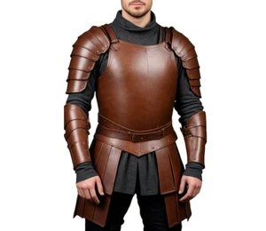 Handgefertigte Herren Lederrüstung - Echtleder braun Mittelalter Rüstung - Cosplay Männer - Bild 1 von 2