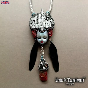 Talisman Powerful Magical Necklace Amulet Pendant Stone Castle Jewelry Dark Crow - Picture 1 of 24