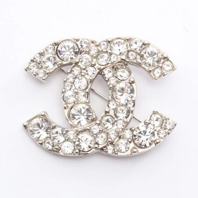 Broche Marca Chanel Coco Acero Inoxidable Estrás Usado Mujer CC Foto 1 de 4