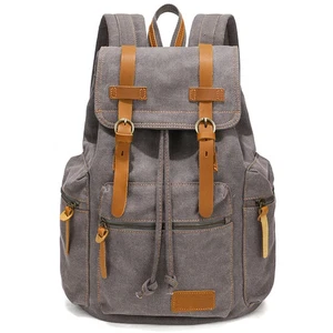 Canvas Backpack Large School Bag Travel Hiking Camping Rucksack 15" Laptop Bag - Picture 1 of 23