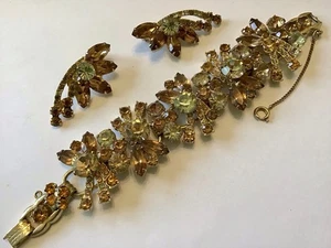 VERIFIED JULIANA D & E 5 LINK TOPAZ CHATONS AND NAVETTES RHINESTONE BRACELET SET - Picture 1 of 2