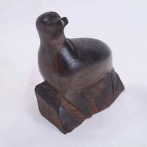 Vtg Hand Carved Ironwood Seal Sculpture Figurine Coastal Decor Statue 4.5in - Picture 1 of 8