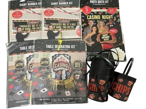 Casino Night Party Decorations 6 Chip Buckets 1 Photo Booth Kit 2 Banner 2 Table - Picture 1 of 8