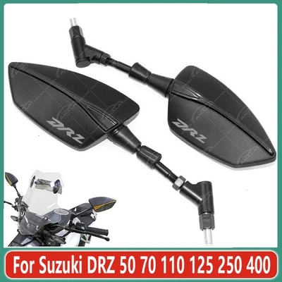 For Suzuki DRZ 50 70 110 125 250 400 Universal Motorcycle Rearview Mirrors New - Image 1 of 4