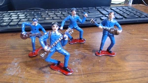 Set of 4 1964 Plastic Beatles 2.5" Cake Toppers John, Paul, George & Ringo - Picture 1 of 2