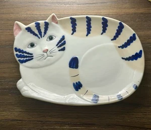 Vintage Katzenform Sammlerschale Henriksen Imports glasierte Keramik Teller Dekor - Bild 1 von 12