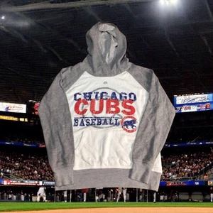 Majestic Chicago Cubs grau weiß Baseball Pullover Hoodie Sweatshirt Small - Bild 1 von 9