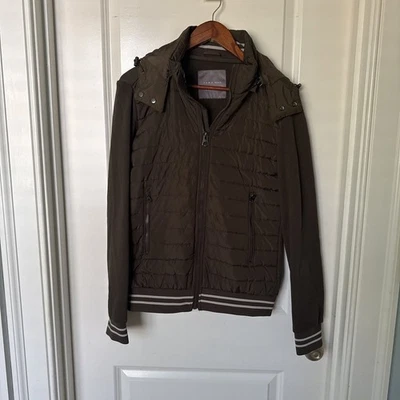 Мужская Zara пухлый куртка w/толстовка черный размер Sm молнии редкая новый без ярлыков - Изображение 1 из 3