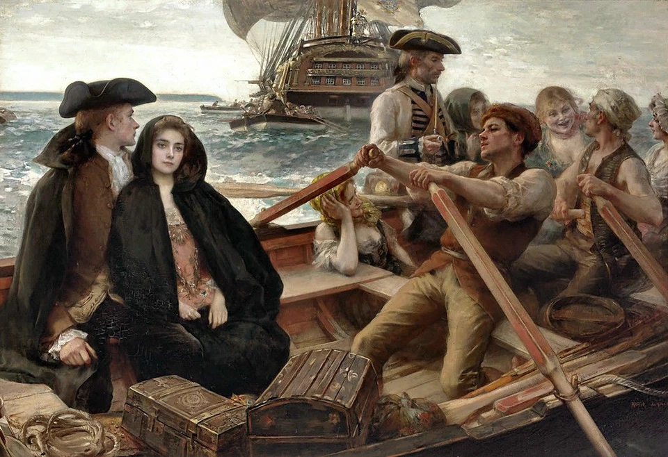 ALBERT LYNCH A HURRIED DEPARTURE REALISM ART GICLEE PRINT FINE CANVAS - Image 1 of 1