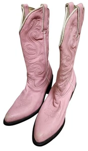 Durango Womens Western Boot 7 Pink Leather Embroidered Mid-Calf Shoes - Picture 1 of 5
