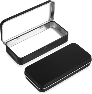 Metal Rectangular Empty Hinged Tin Box Containers Metal Tin Box for Home Storage - Image 1 of 4