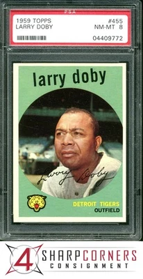 Larry Doby Tigers Hof 1959 Topps #455 PSA 8 Foto 1 de 3