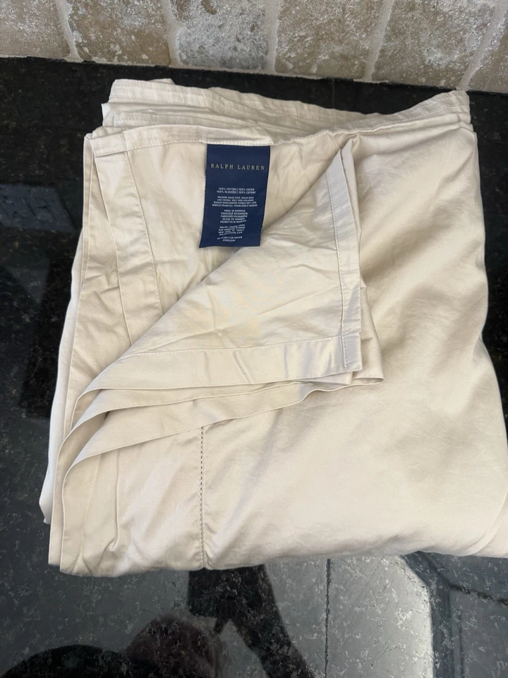 Ralph Lauren Home Organic Cotton Sateen King Flat Sheet Coastal Sand Pre-Owned - Image 1 of 4