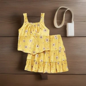 Self Esteem Big Girls Tank & Skirt Set. Large. Size 14. Yellow With Sunflowers. - Picture 1 of 4