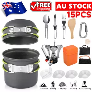 Outdoor Portable Camping Cookware Set Hiking Cooking Pot Gas Stove Tableware Kit - Picture 1 of 12