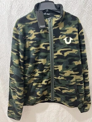 Chaqueta polar True Religion para hombre talla XL verde camuflada cremallera completa $199 nueva con etiquetas #105993 Foto 1 de 4