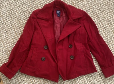 Blazer Gap Niña XL Chaqueta Mezcla de Lana Rojo Forrado Bolsillos Viaje Vacaciones ¡En muy buena condición! Foto 1 de 4