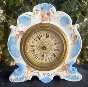 Antico orologio da scrivania 1890 porcellana australiana novità mantello - VEDI VIDEO - FUNZIONA - Foto 1 di 12