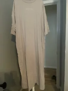 FEAR OF GOD Essentials Beige Soft Cotton Blend Oversize T-Shirt Dress S M L XL - Picture 1 of 4