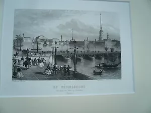 St. Petersbourg, Vue prise du pont de Troizkoi, anno 1850, steelengraving, - Picture 1 of 2