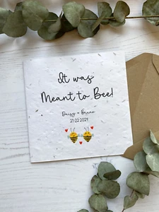 Engagement Card - Personalised Proposal Gift for Couple - Funny Meant to Bee - Picture 1 of 5