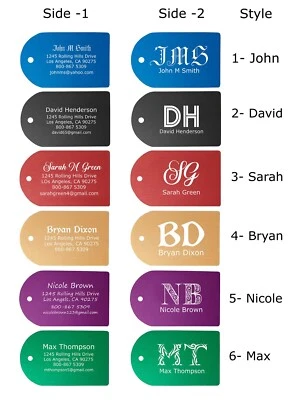 Custom Engraved Metal Luggage Tag- 6 Colors Available- Personalized