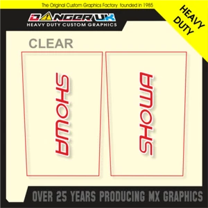 MOTOCROSS MX 65cc UPPER FORK GRAPHICS DECALS CLEAR SHOWA - Picture 1 of 1
