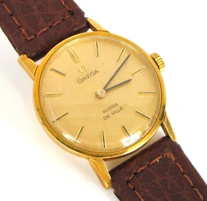 VINTAGE 18K YELLOW GOLD WOMEN'S OMEGA MEISTER DE VILLE WRISTWATCH 520 MOVEMENT - Picture 1 of 3