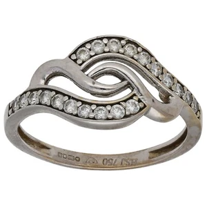18ct Gold Ring 2.11g Dress/Cocktail Cubic Zirconia Size L 1/2 - Fully Hallmarked - Picture 1 of 6