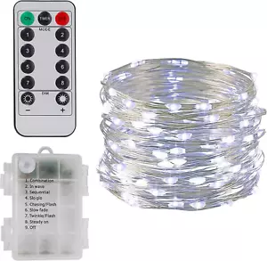 Twinkle Star Christmas Fairy Lights Battery Operated, 33Ft 100 LED Waterproof Si - Picture 1 of 12