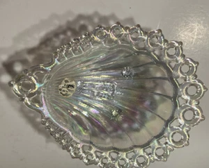 Fenton Glas 95. Jahrestag schillernd Fuß Muschel Schmuckstück Nuss Süßigkeiten Schale - Bild 1 von 7