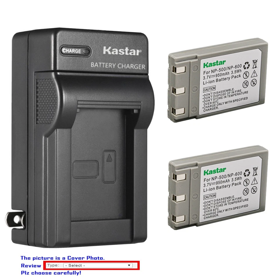 Kastar Battery AC Wall Charger for Konica Revio KD-400Z KD-410Z KD-420Z Camera - Image 1 of 4