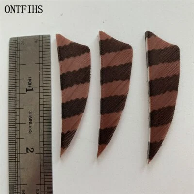 36Pcs 2 Inch Shield Striped Vanes Fletches Fletching Feather Right Wing - Image 1 of 4