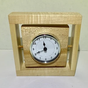 Solid Wood Mantel Clock Handmade Curly Maple Birch Desk Office Glass Face  - Picture 1 of 7