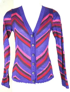 Dolce & GABBANA Purple Pink Red Knitted Sweater Blazer Jacket Top Cardigan S 2 3 - Picture 1 of 12