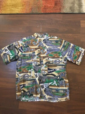 MILWAUKEE BREWERS HAWAIIAN SHIRT 'PRIDE & TRADITION' REYN SPOONER SIZE: XL - Image 1 of 4