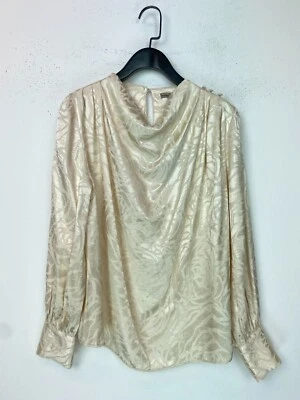 River Island Cream Floral Jacquard Blouse Cowl Neck Long Sleeve UK 10 NEW - Image 1 of 4