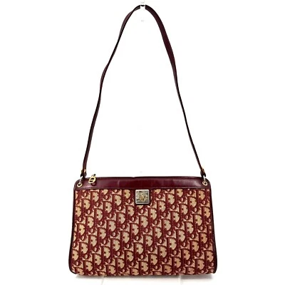 Auténtico bolso de hombro Christian Dior Trotter de lona rojo vintage con logotipo Foto 1 de 4