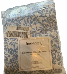 Linen Source King Sheet Set Lake Blue Floral Classic Botanical Flannel NEW - Picture 1 of 10